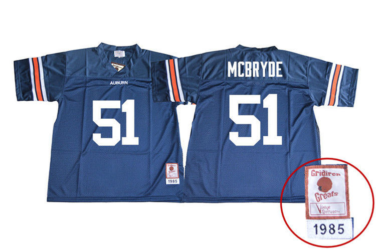 Auburn Tigers Men's Richard McBryde #51 Navy Stitched College 1985 Throwback NCAA Authentic Football Jersey AMP7774VU